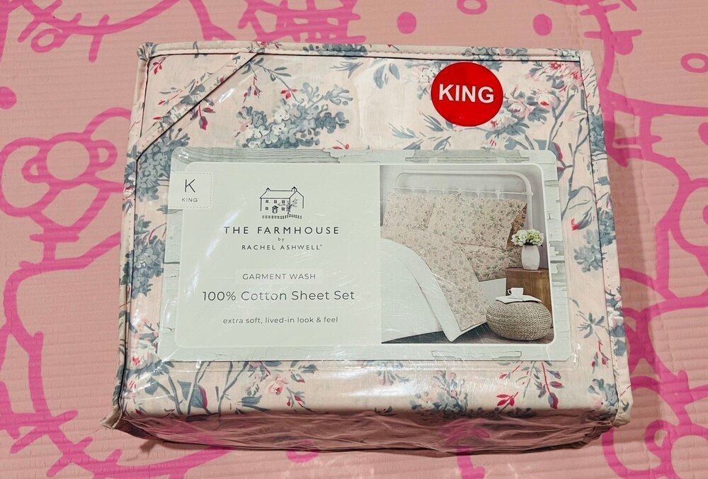 NWT❤️Rachel Ashwell The Farmhouse Shabby Chic Cotton King Sheet Set